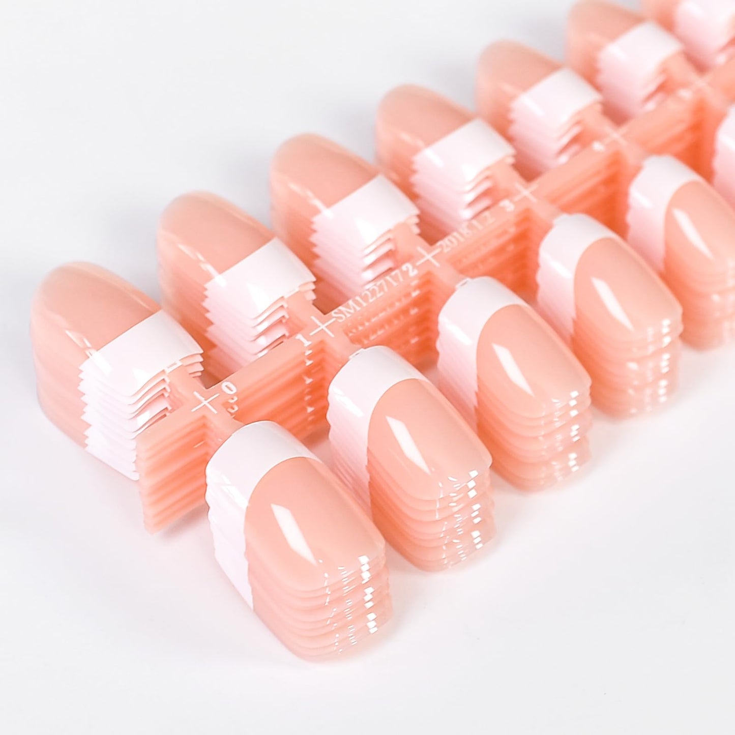 IKISKT 5 * 24pcs French Tip Press on Nails, Medium Short Square Pink, White French Gel Nail Tips, Fake Nails for Nail Women Girls Art 120pcs