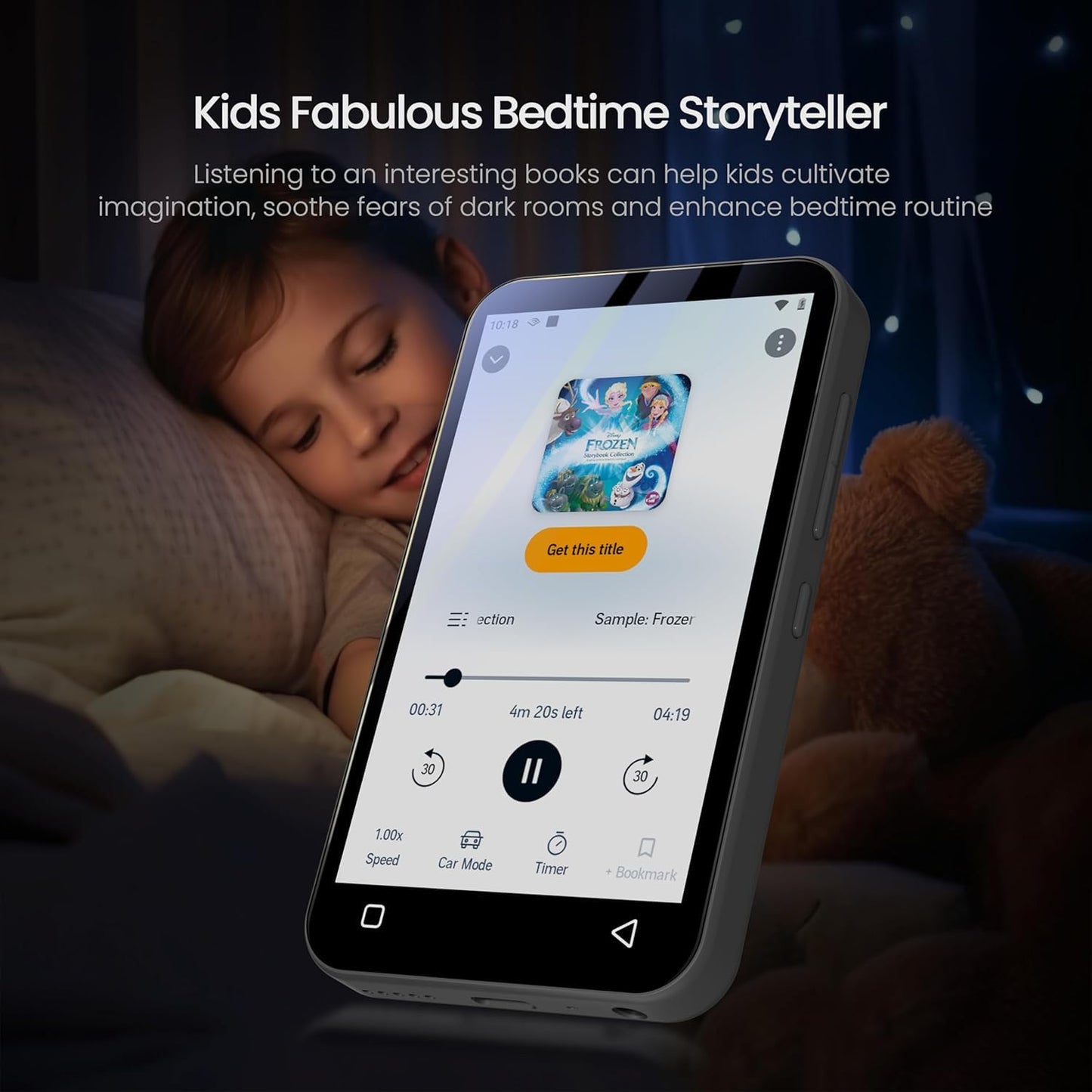 80GB Kids MP3 Player with Bluetooth and WiFi, Parental Controls, Pre-Installed Spotify, Spotify Kids, Audible, TIMMKOO 4" MP4 Player Up to 1TB (Black)
