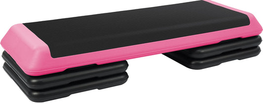 Fitvids 43''x 16'' Adjustable High Step Aerobic Step Platform with 4 Stackable Risers, Workout Step Platform for Exercise at Home, Stepper with Non-Slip Surface for Fitness Training, Cardio Strength, Pink