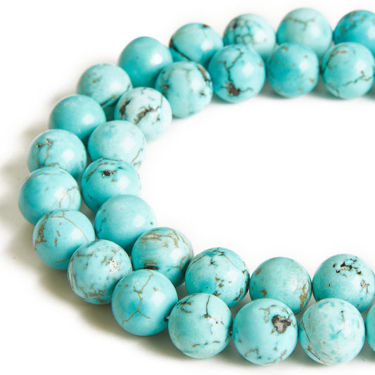 60pcs 6mm Turquoise Beads Natural Gemstone Beads Round Loose Beads for Jewelry Making