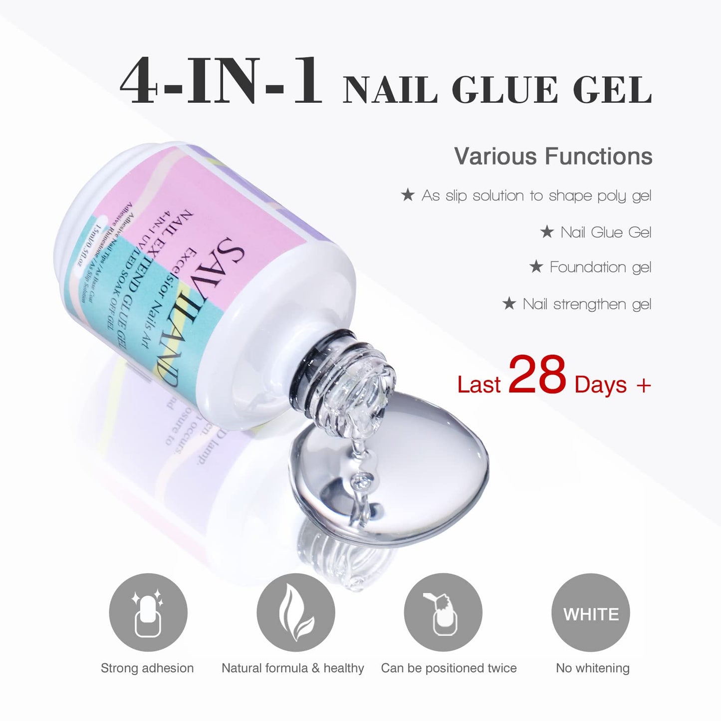 SAVILAND Gel Nail Kit Starter Set: 14-Day Last Nail Glue Gel and 500Pcs High Clear Nail Tips for Press On 10 Sizes Mini U V Nail Lamp Nail Clipper Manicure Tools Easy Use for Home Salon and Nail Care