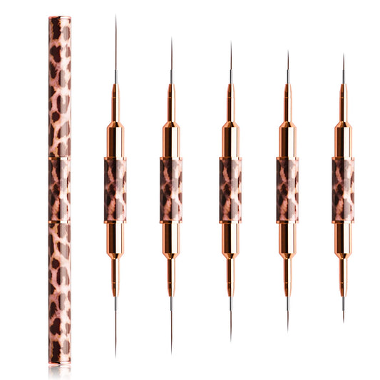 Nail Art Brushes - Double-Ended Nail Art Liner Brushes 10 Heads Striping Liner Brush Set Nail Design Brushes for Elongated Long Lines, Thin Details, Fine Drawing Nail Brushes for Nail Art, Striper Brushes Lengths 5/7/9/11/14/15/17/20/22/25mm