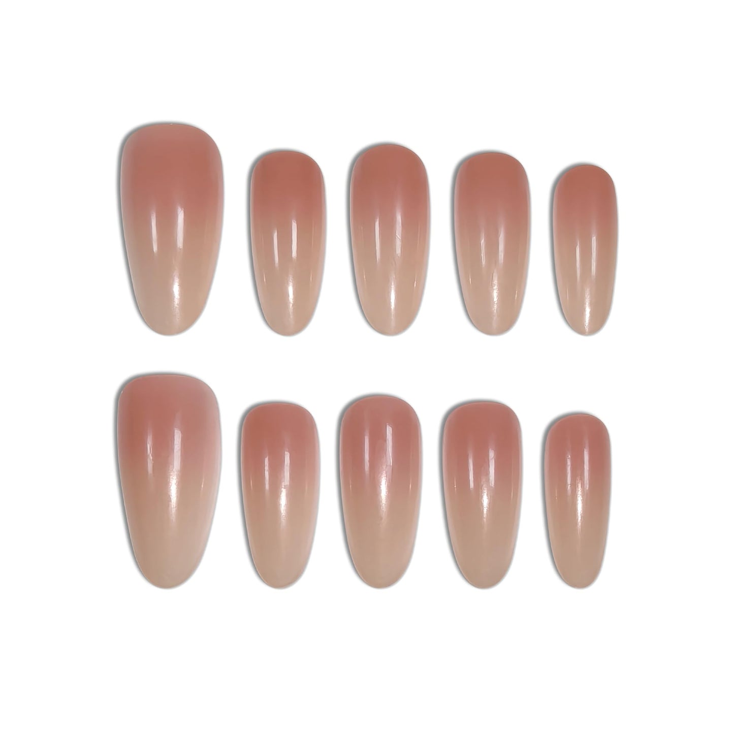 TENPAL Press on Nails Almond Shape Nude Ombre Gradient Beige - Clean Girl Minimalist Quiet Luxury Handmade Reusable Salon Quality for Daily Work Office Bridal Wedding Natural Look(M)
