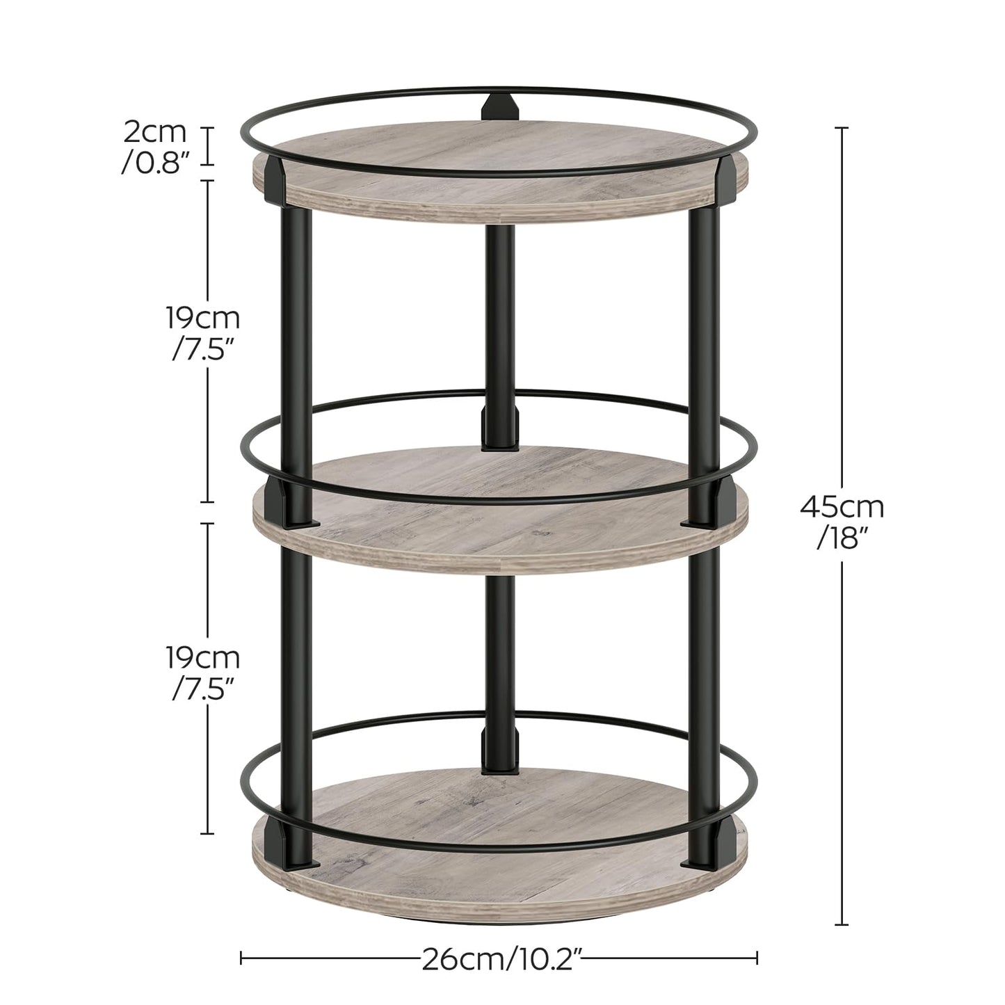 YATINEY 3-Tier Lazy Susan Organizer, Rotating Spice Rack, Spinning Organizer, Industrial Turntable Spice Rack Organizer for Cabinet, Kitchen Countertop, Greige and Black SR23BG