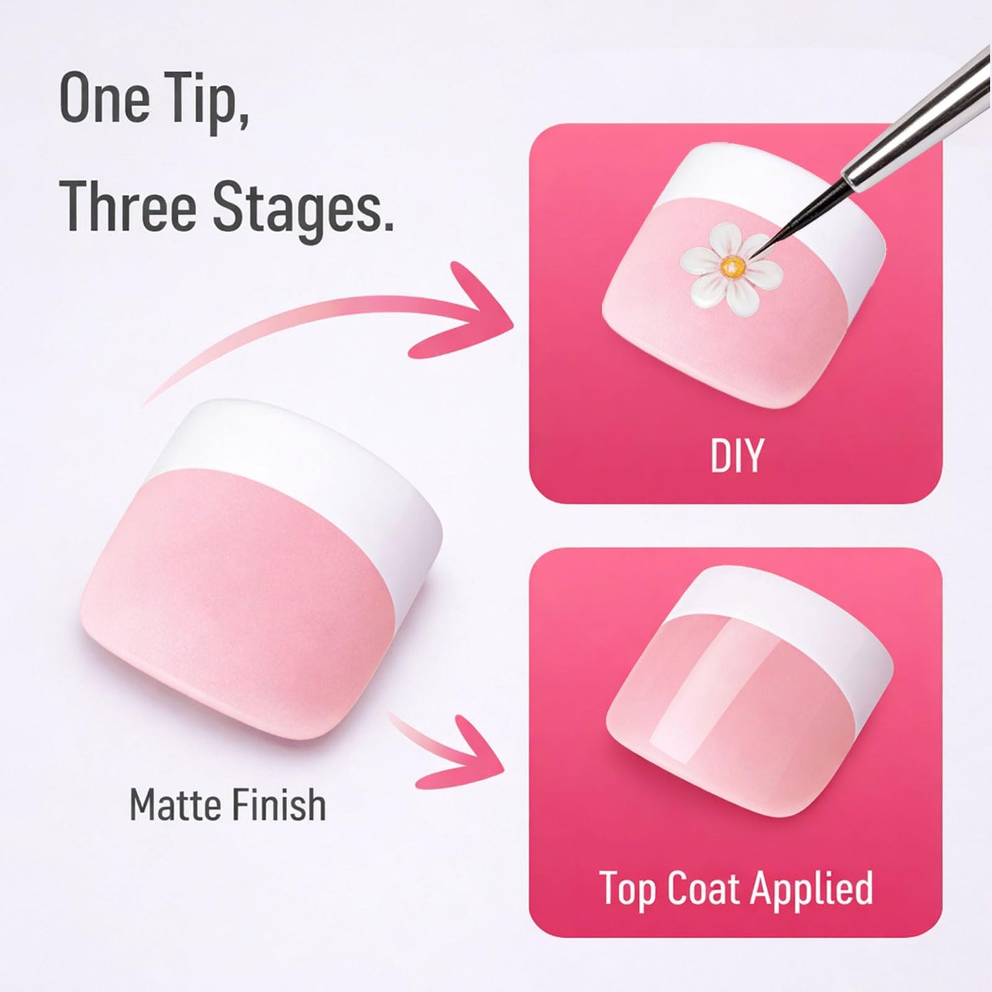 YeeLam Press On Toenails French Tip – 240Pcs Sharp Square Soft Gel Toe Nail Press Ons, Matte Baby Pink Fake Toenails, 15 Sizes Toe Nail Tips for DIY Pedicure