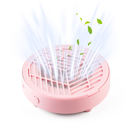 LIARTY Small Portable Nail Dust Collector: Nail Tech Quiet Mini Vacuum - Nail Fan Dust Collector Vent with Filter Paper Sheets for Nail Art - Professional Nail Tool Supplies (Pink)