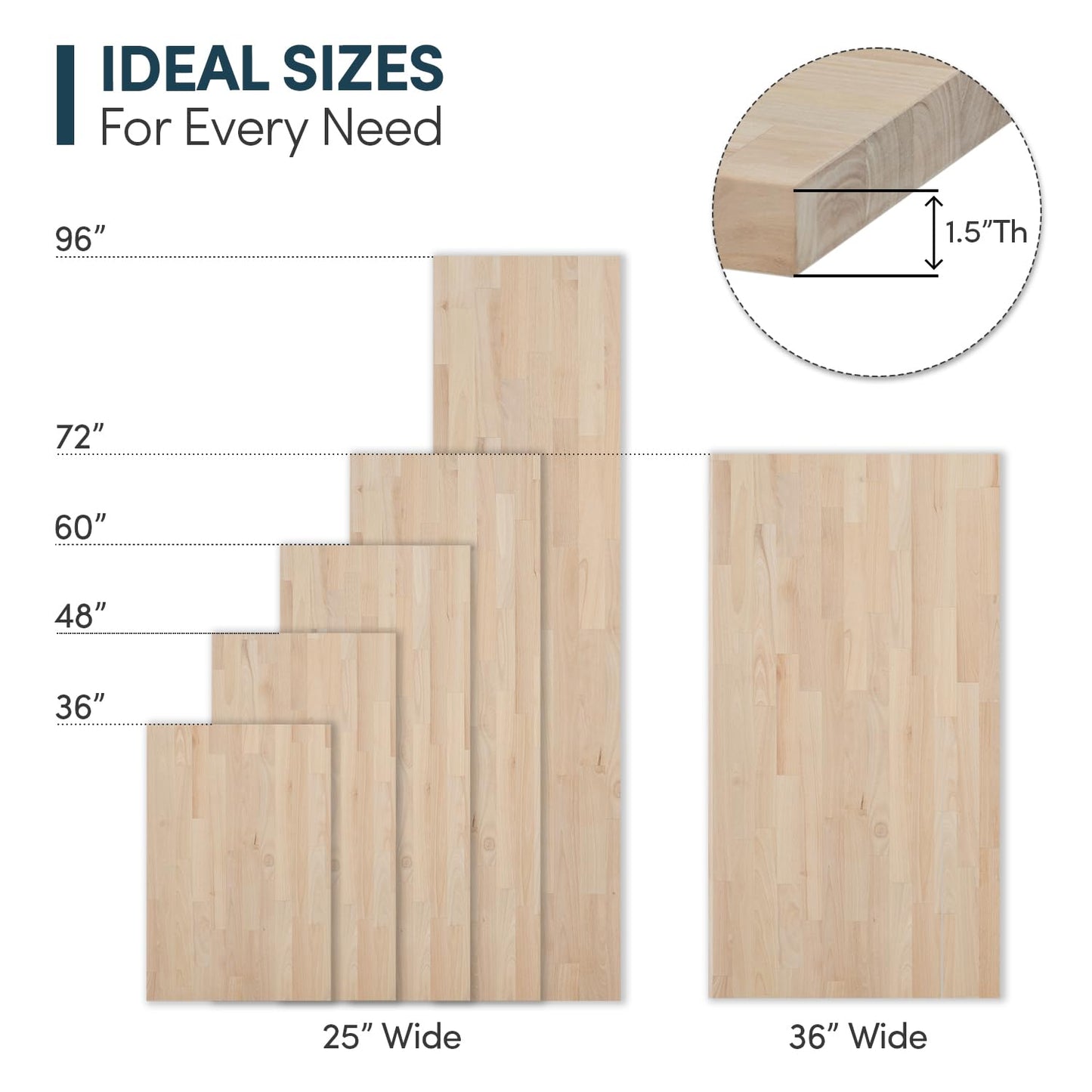 AllForWood 72''L x 25''W x 1.5''Th Birch Premium Solid Wood Butcher Block Countertop, Butcher Block Table Top for DIY Washer Dryer/Island/Kitchen Countertop (Unfinished)