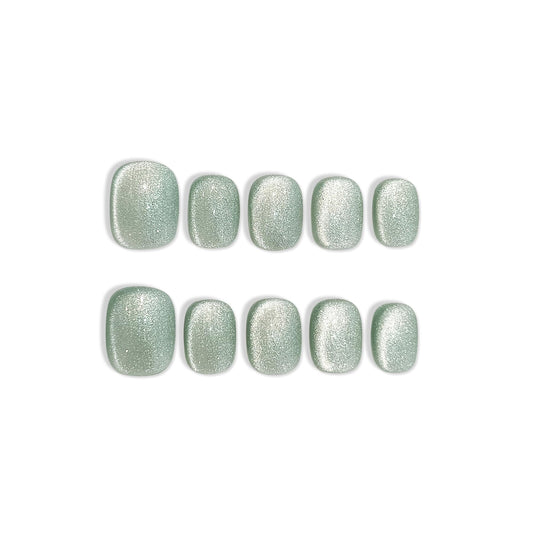 TENPAL Handmade Press On Nails Cat Eye, 10Pcs Short Square(S)