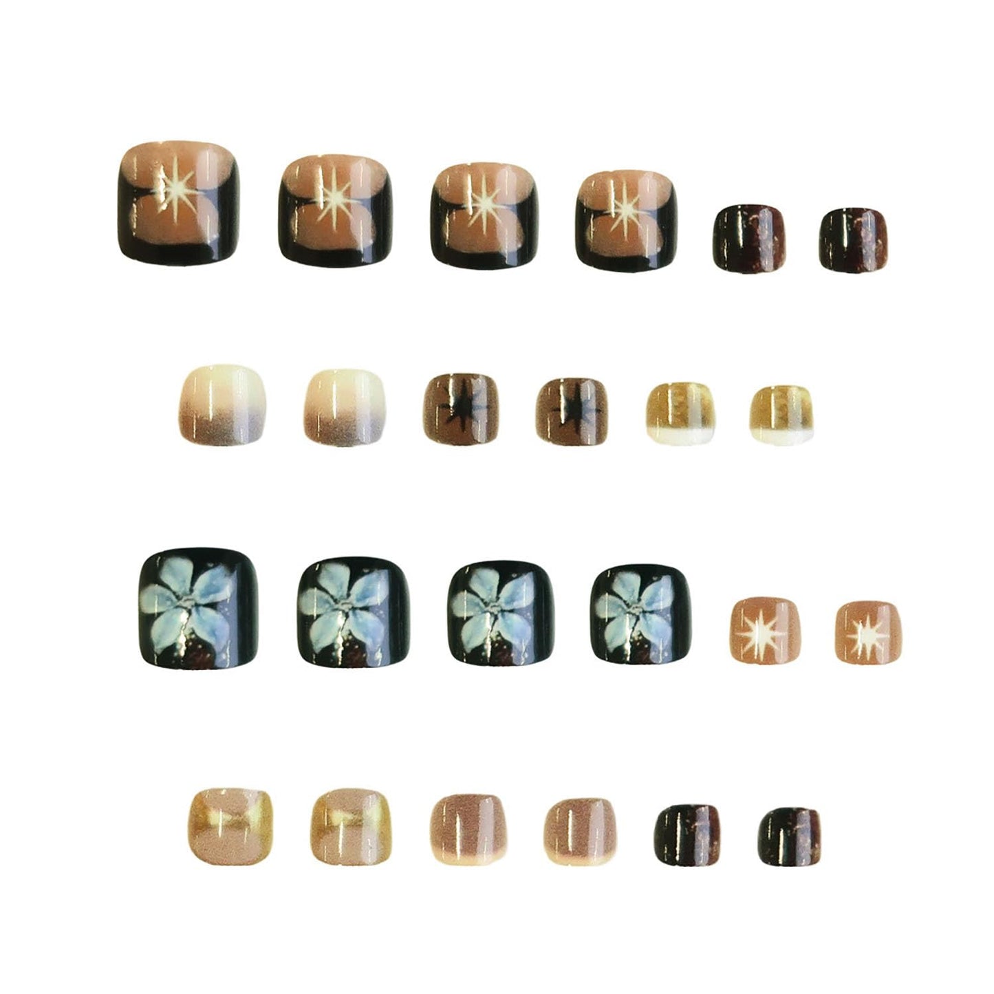 FIEONCIY Press on Toenails with Designs Acrylic Fake Nails for Toe Artificial False Nails with Charms Press on Toe Nails for Spring Summer Stick on Toenails for Women Girls(WSJ2540)