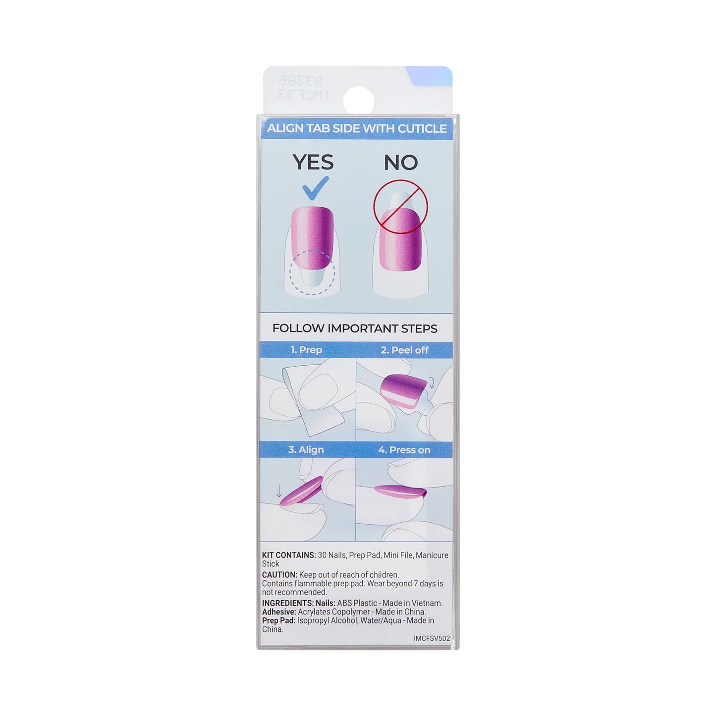 Kiss Impress No Glue Mani Press On Nails, ColorFX, 'Fly Up', Silver, Short Size, Oval Shape, Includes 30 Nails, Prep Pad, Instructions Sheet, 1 Manicure Stick, 1 Mini File