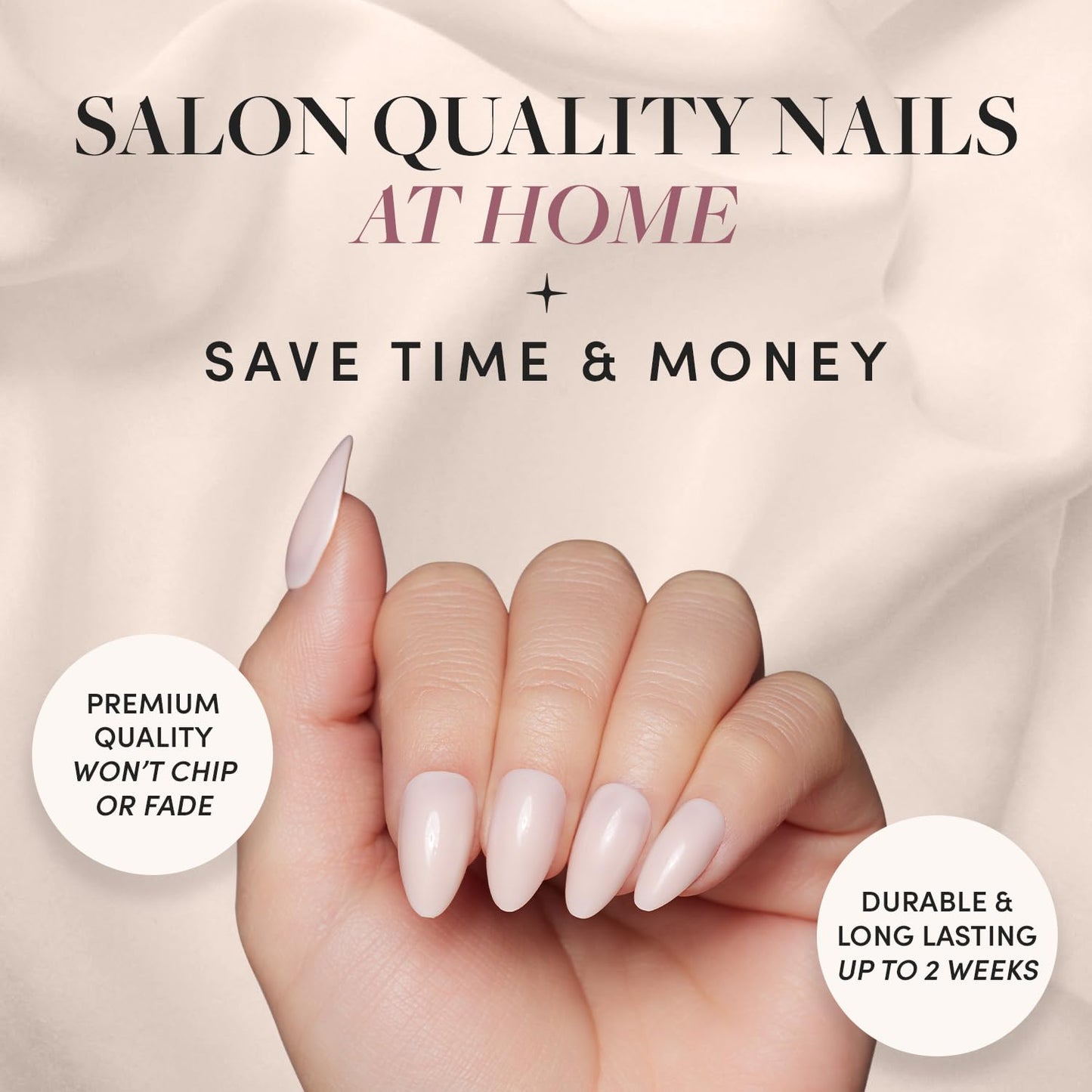 Glamnetic Press-On Nails Bundle - Ballet Pink & Bark Brown | Opaque Light Blush Pink Short Almond False Nails | Dark Brown Short Round Fake Nails | Reusable, Salon-Quality Nail Kits