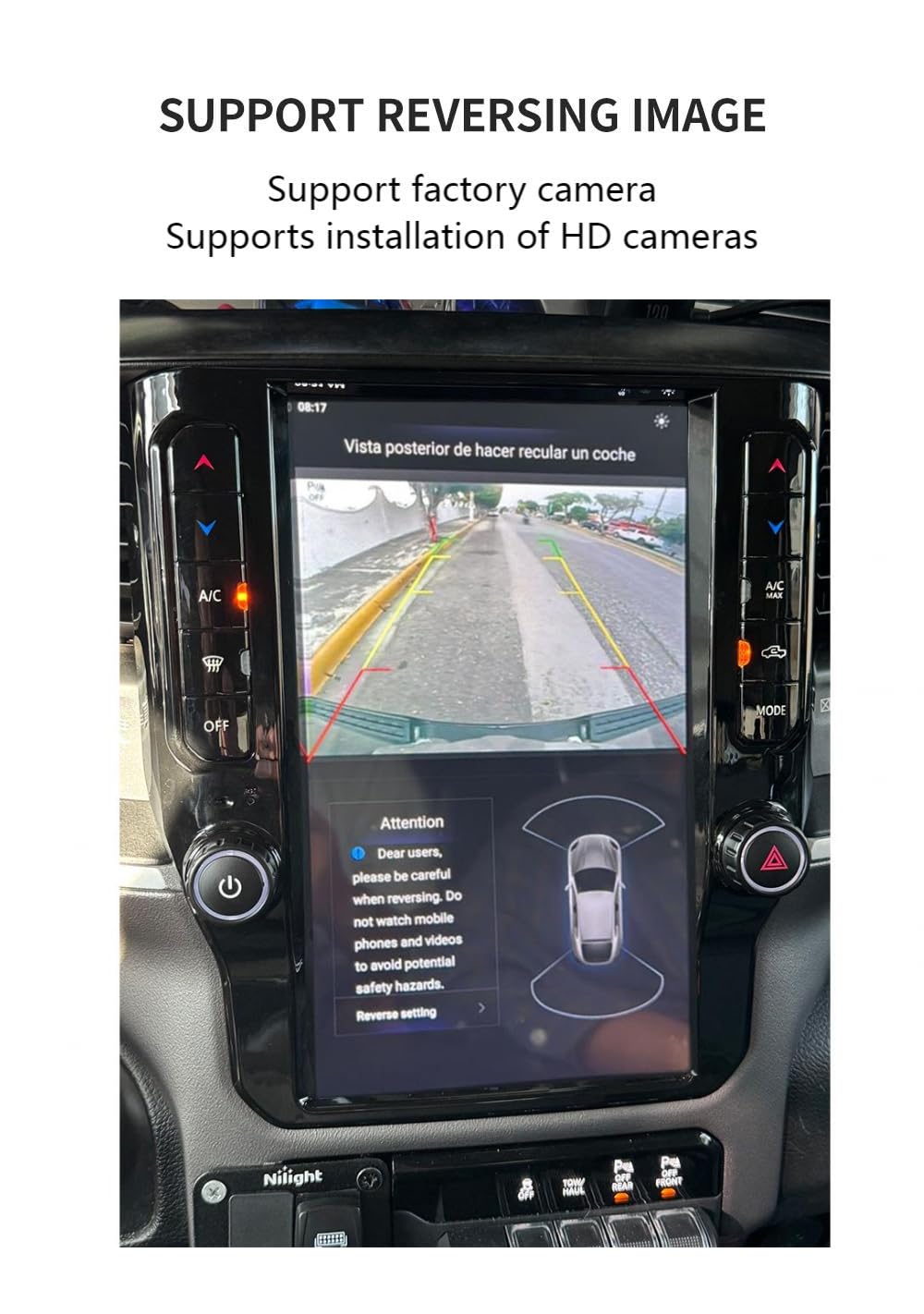 Large Touch Screen Car Navigation Radio for Dodge 2019-2024 RAM 1500 2500 3500，Tesla Style 12.1 Inch，Apple CarPlay GPS Music Video Web Player app Download，and retain All Original Vehicle Functions