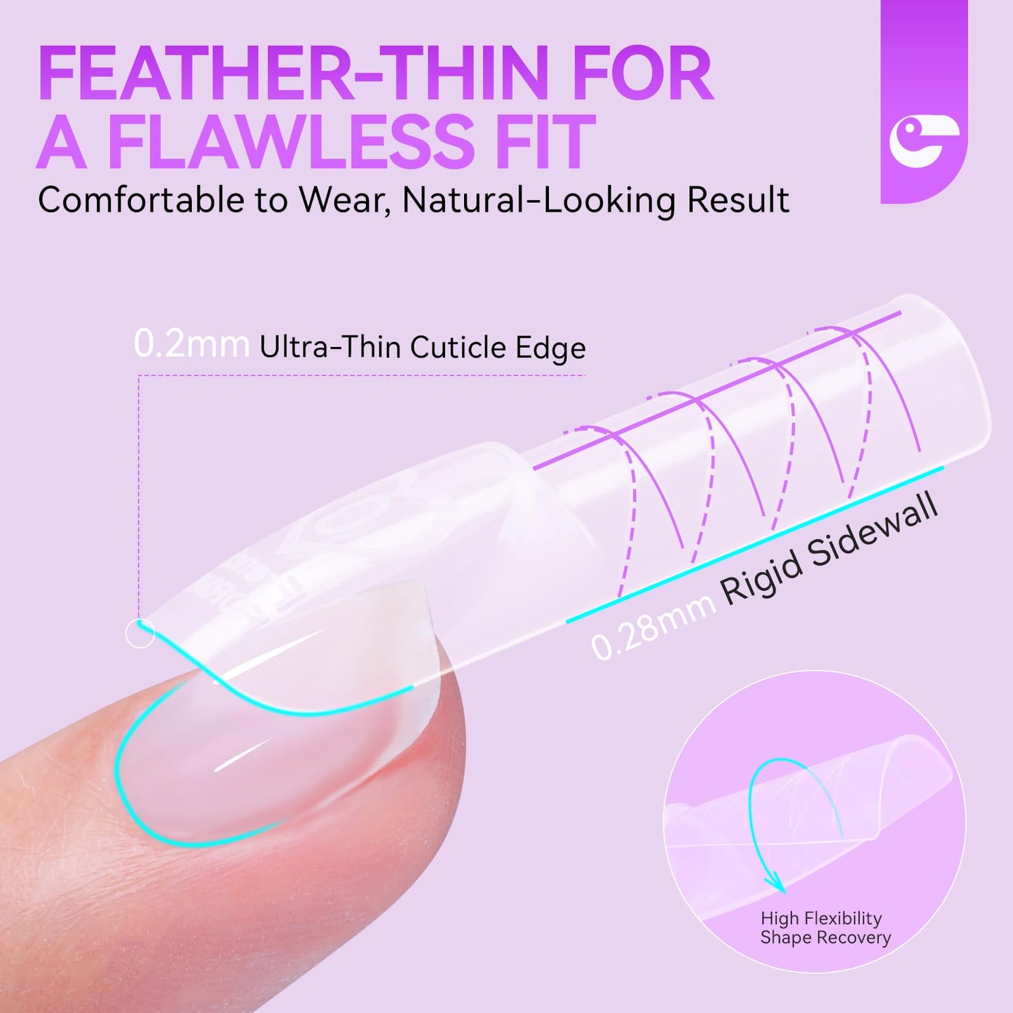Gelike EC Dual Forms for Builder Gel: Square Space French Dual Nail Form Work with Polygel and Extension Gel - 15 Sizes 120PCS Reusable 20+ Times Clear 3D Acrylic Molds Kit with Straight Side C-curve