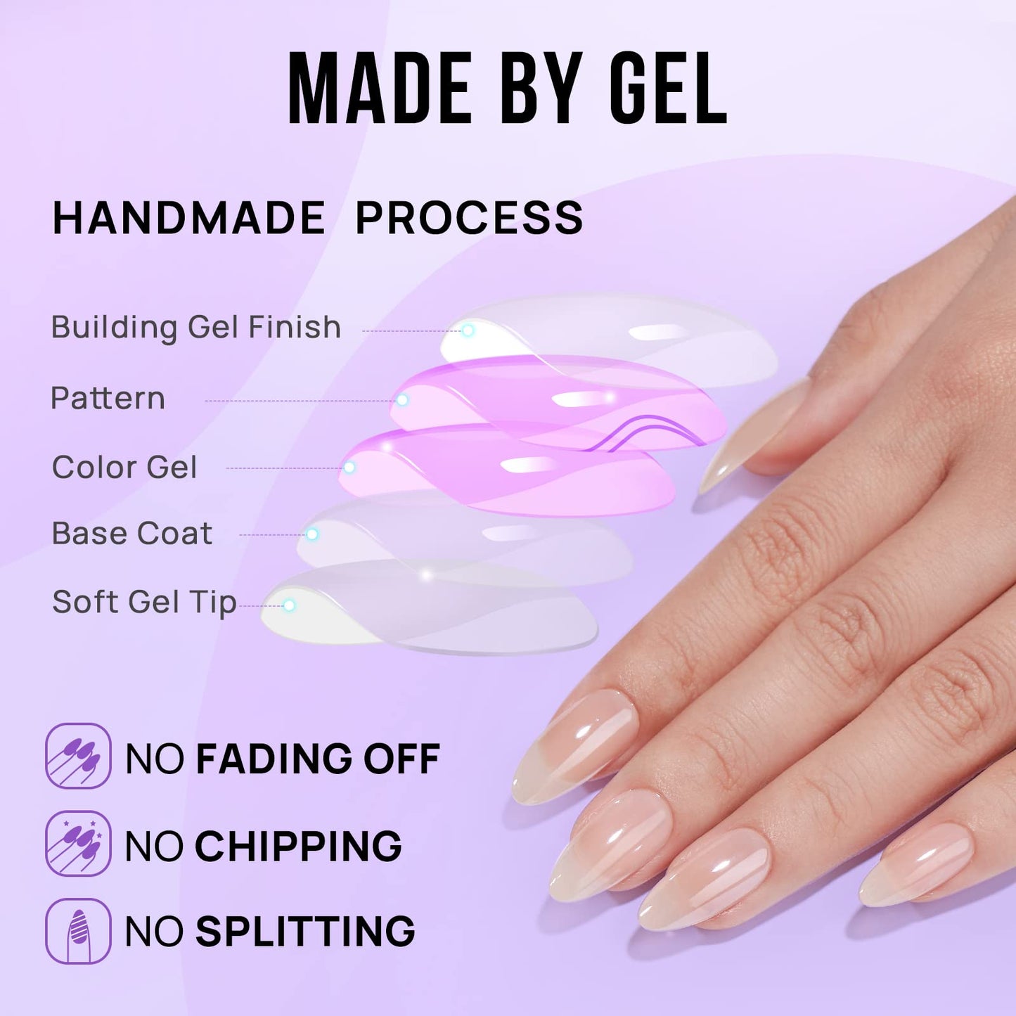 Press On Nails Short Medium - Made by Soft Gel Light Weight & Fit Perfectly,Chrome Press on Nails and White Fake Nail with Nail Glue, Stick On Nails in 15 Sizes - Glazed Donut & Cream Puff