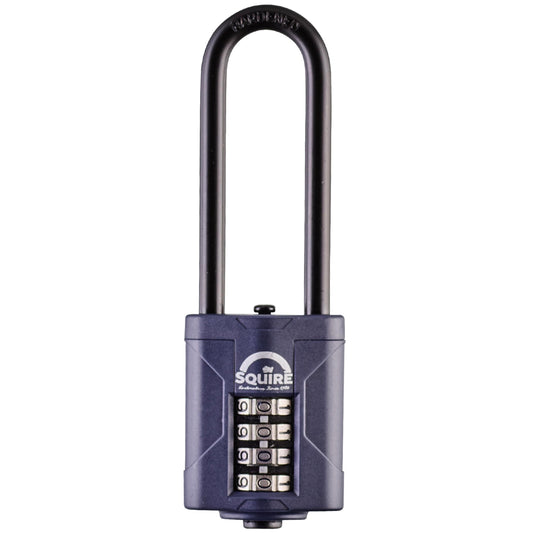 Squire Heavy Duty Padlock (CP40/2.5) - Toughest Extra Long Shackle - 4 Wheel Combination Padlock - Alloy Steel for Corrosion Resistance - Weatherproof Lock for Home, School & Shed (Blue, 40 mm)