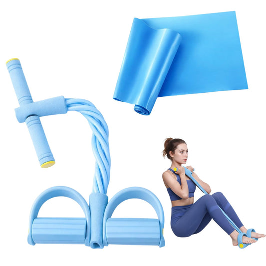 Pedal Resistance Band, 6 Tube Blue Foot Pedal and Handles Resistance Bands Set, Multifunction Pull Up Assistance Bands for Home Gym Workout Equipment, Space Efficient Fitness Training Solution