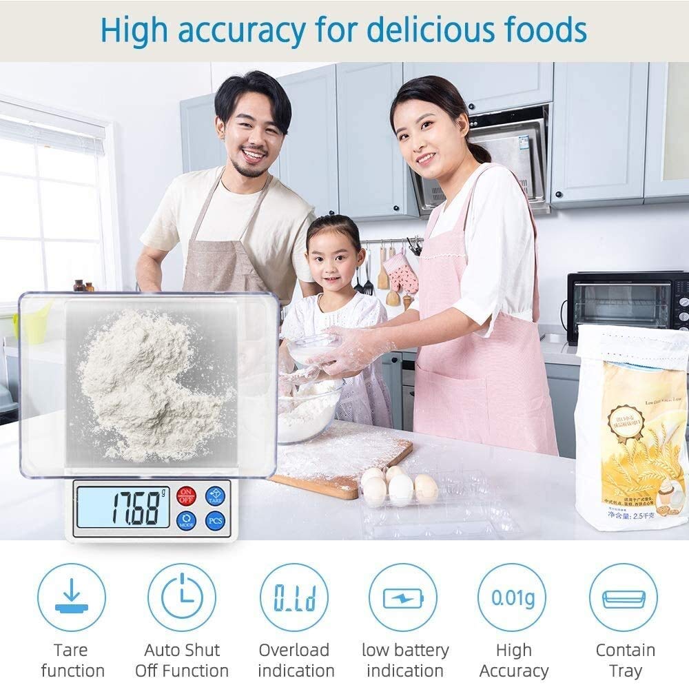 Digital Kitchen Pocket Scale Elegant Slim Design for Easy Storage Electronic Cooking Scale for Home/Kitchen 600G/0.01G Tare and Pcs Function