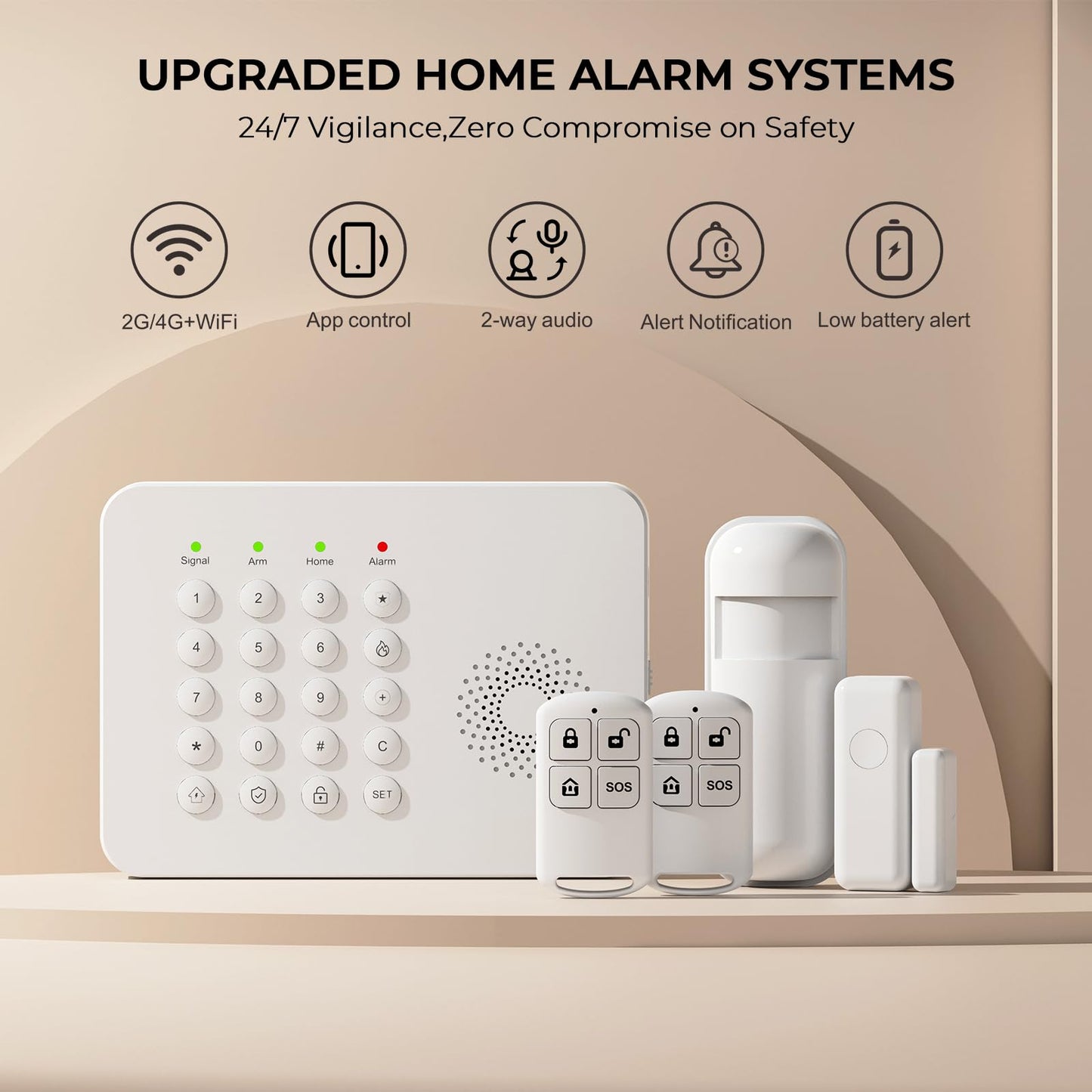 PGST Wireless Home Security Alarm System, DIY Anti-Theft Alarm Kit with Door Window Sensors, Motion Detector, Remote Control for Home Apartment Office Garage