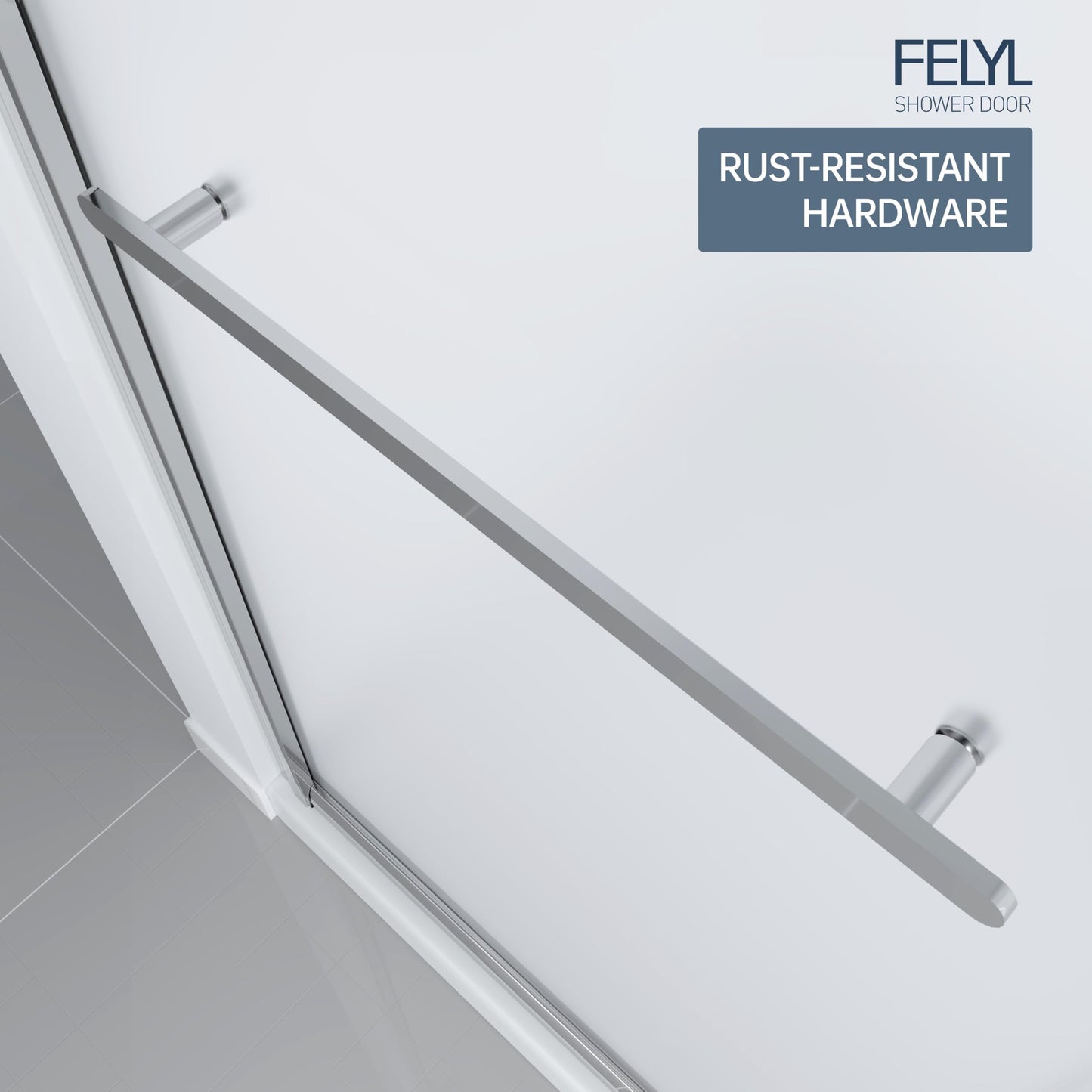 FELYL Frosted Sliding Shower Door 43-48" W x 72" H, Chrome Finish, Single Sliding Door, Framed, 1/4" (6mm) SGCC Tempered Glass, Reversible Installation