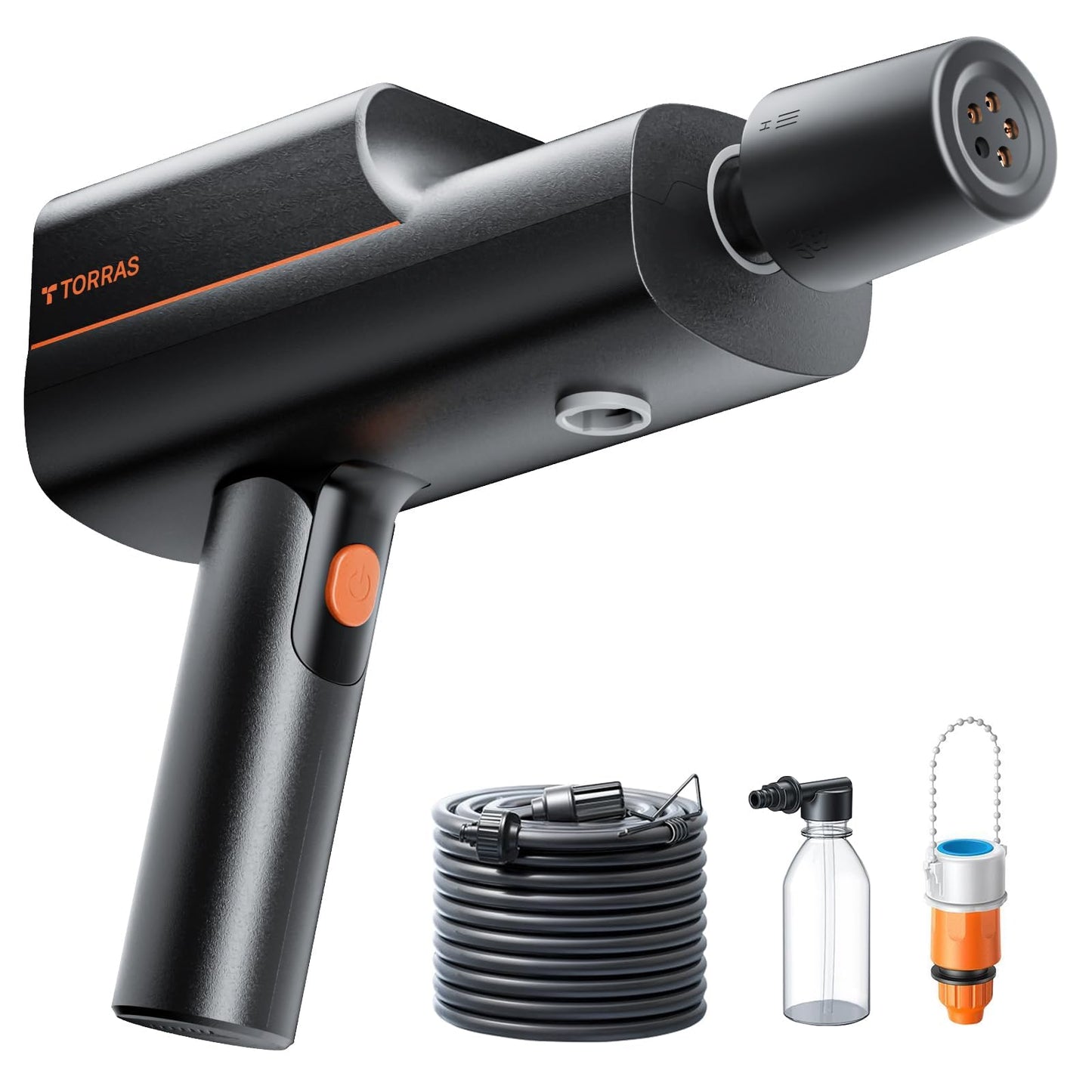 TORRAS Cordless Electric Pressure Washer, 990 PSI Foldable Power Washer, Weight 1.1kg, Six Nozzle Modes, Fast Charging, Portable Washer, Home Cleaning & Garden Watering
