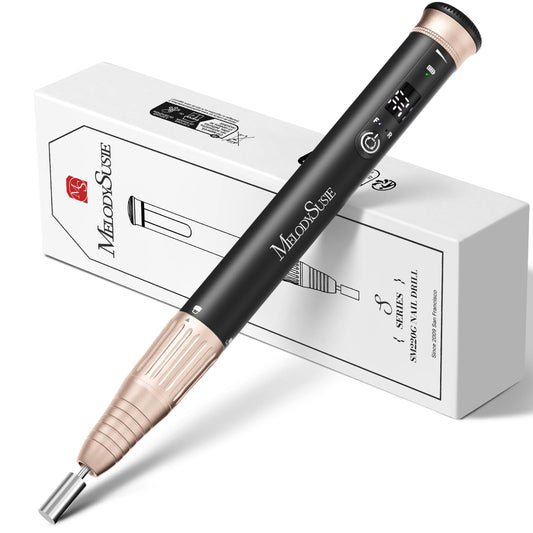 MelodySusie Pen-Shaped Stepless Speed Adjustment Cordless Nail Drill, SM220G 30000RPM Portable Rechargeable E-File with Rotary Lock for All Manicure Shaping & Acrylic Gel Removal for Pros at Home