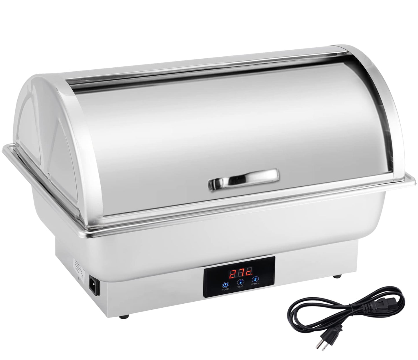 YMJOINMX Electric Roll Top Chef Chafing Dish Buffet Set 2 Pans Buffet Servers and Warmers Digital Display Temperature Warming Tray Stainless Steel Food Warmer for Parties Commercial Food Steam Table