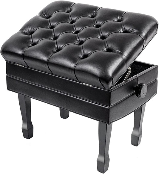EliteBloom Luxury Leather Piano Bench with Height Adjustable Padded Seat and Waterproof Cushion Piano Stool with Solid Flip Top for Extra Music Storage,