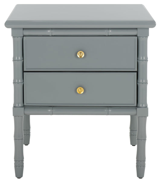 SAFAVIEH Furniture - Niah 2-Drawer Nightstand - Grey & Gold - Wood - Glam Hardware Design - Ideal for Bedroom, 23"W x 20"D x 25.25"H (NST3501C)