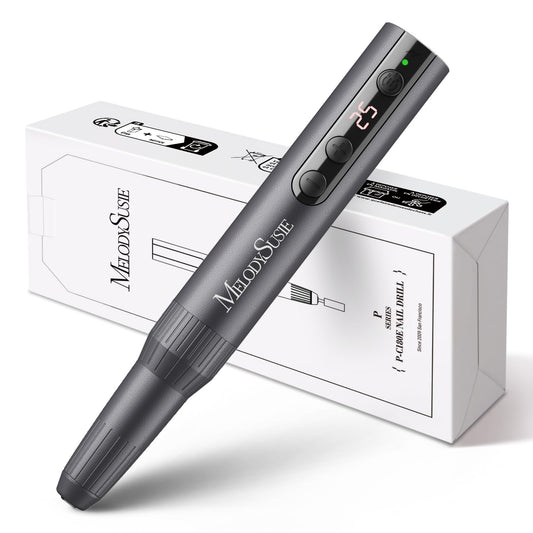 MelodySusie Pen-Shaped Portable Cordless Nail Drill, PC180E 25000RPM Rechargeable Electric File with LED Display for All Nail Care, Manicure Shaping & Acrylic Gel Removal for Nail Artists DIY at Home