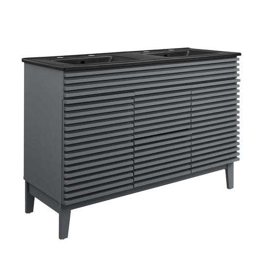 Modway Render 48" Double Bathroom Vanity in Gray Black