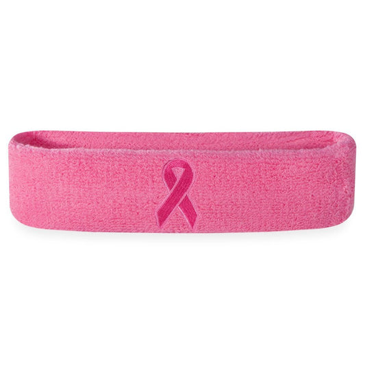 Suddora Workout Headband for Men and Women, Moisture-Wicking Athletic Sweatband, Lightweight Cotton Terry Cloth Bands for Basketball, Tennis, Football, Gym, Running, Cosplay & Costumes (Pink Ribbon)