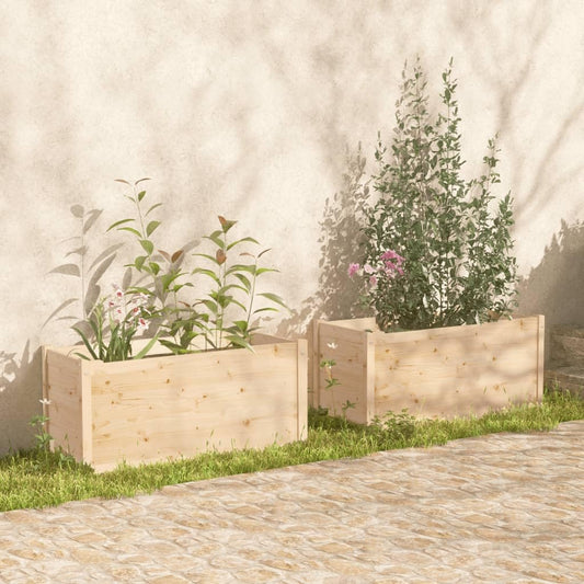 Mhdvray Rustic Raised Garden Bed Set of 2 Large Outdoor 39.4 x 39.4 x 19.7 in Solid Pinewood Planters Brown Untreated Wooden Elevated Planter Box for Patio Balcony Porch
