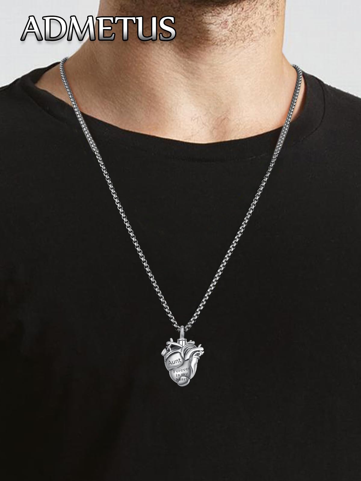 Personalized Anatomical Heart Urn Necklaces for Ashes Sterling Silver Ash Pendants Cremation Jewelry Aunt Keepsake Pendant Memorial Jewelry Gifts for Loss of Aunt