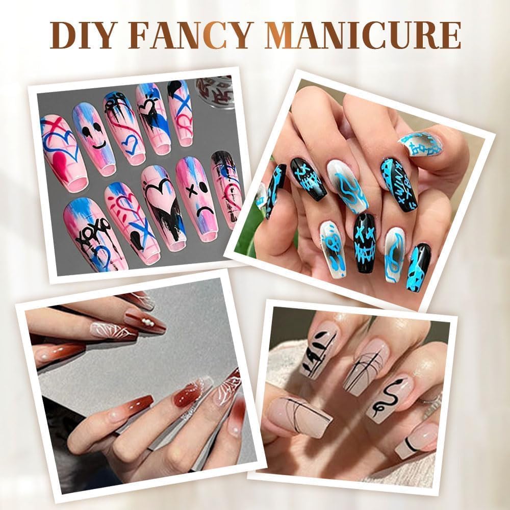 DIY Nail Art Design Tools, 12 Colors Nail Art Pens Set, Professional Nail Art Marker Pens for 3D Painting and Dotting