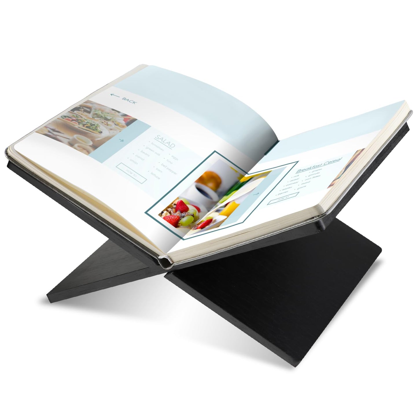 Geetery Book Stand Book Holder for Display Reading Textbook Holder Open Display Stand for Open and Closed, Cookbook, Magazines, Textbooks, Recipe(Black)