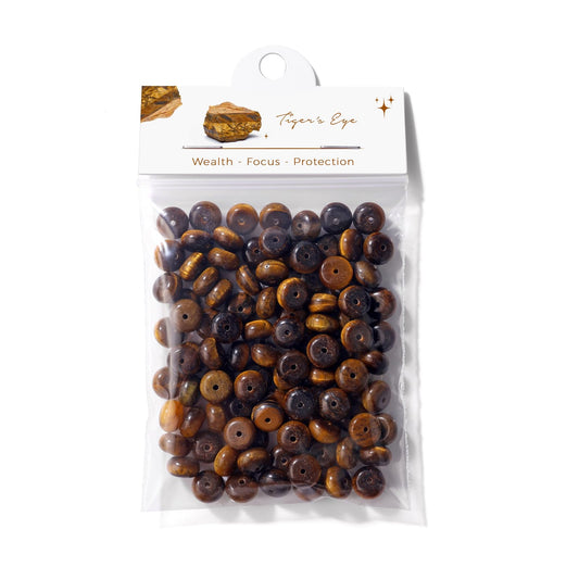 Raicegs 100pcs 5×8mm Rondelle Tiger’s Eye Beads Natural Gemstone Beads Abacus Disk Stone Loose Beads for Jewelry Making DIY Bracelets Necklace