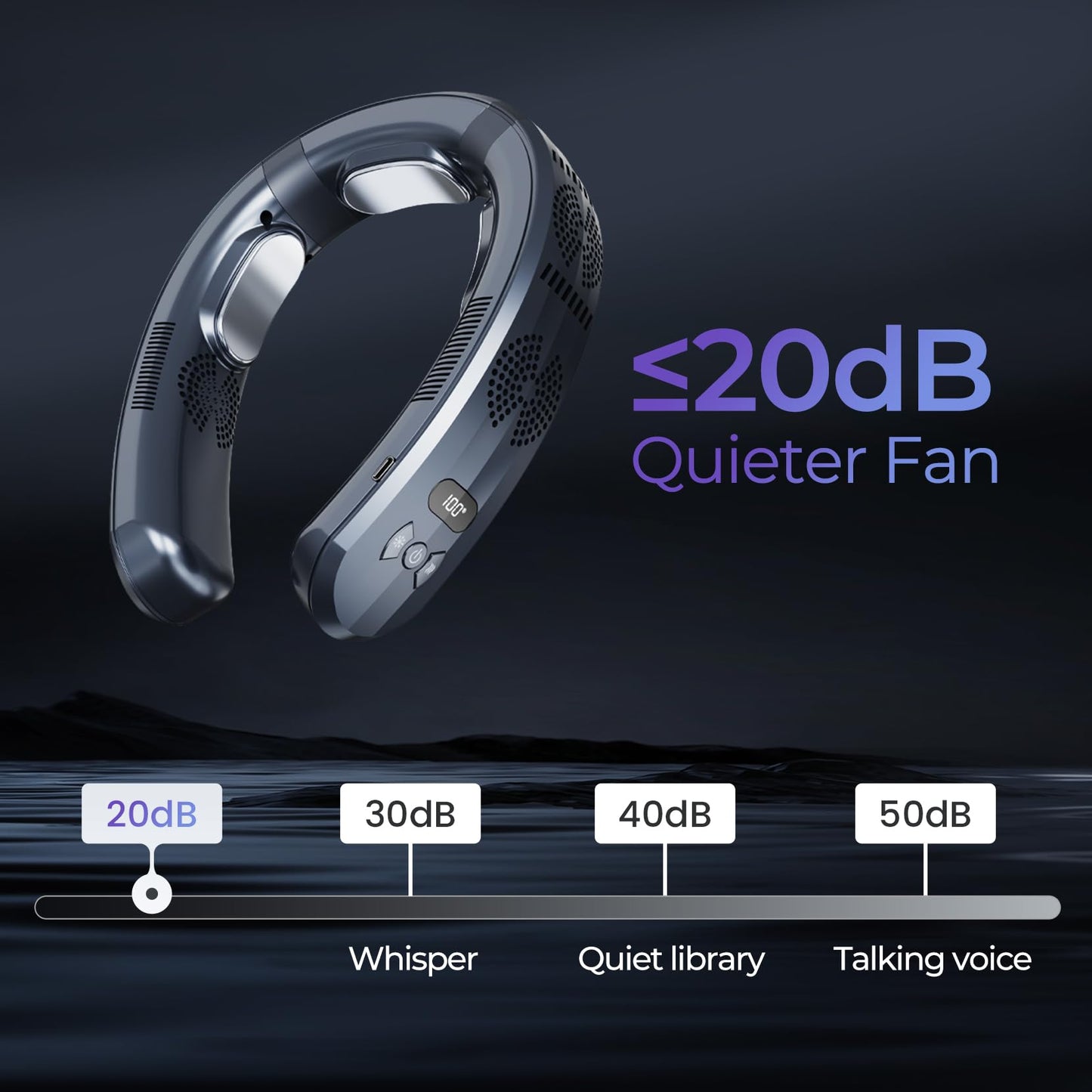 Portable Neck Air Conditioner Fan,Bladeless Fans,Long Endurance Limited Version Portable Neck Fan with LED Rechargeable Personal Neck Fans,3 Latest Cooler Plates,Quiet,Lightweight Neck Fans,Black