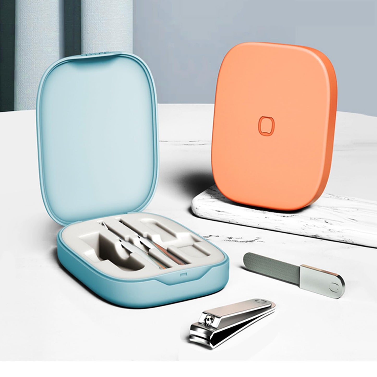 Sourcingbay Nail Care Set - 4-in-1 Stainless Steel Nail Clippers, Cuticle Fork, Ear Pick, Nail File with Storage Case, Travel Grooming Kit for Men Women Seniors - Pink