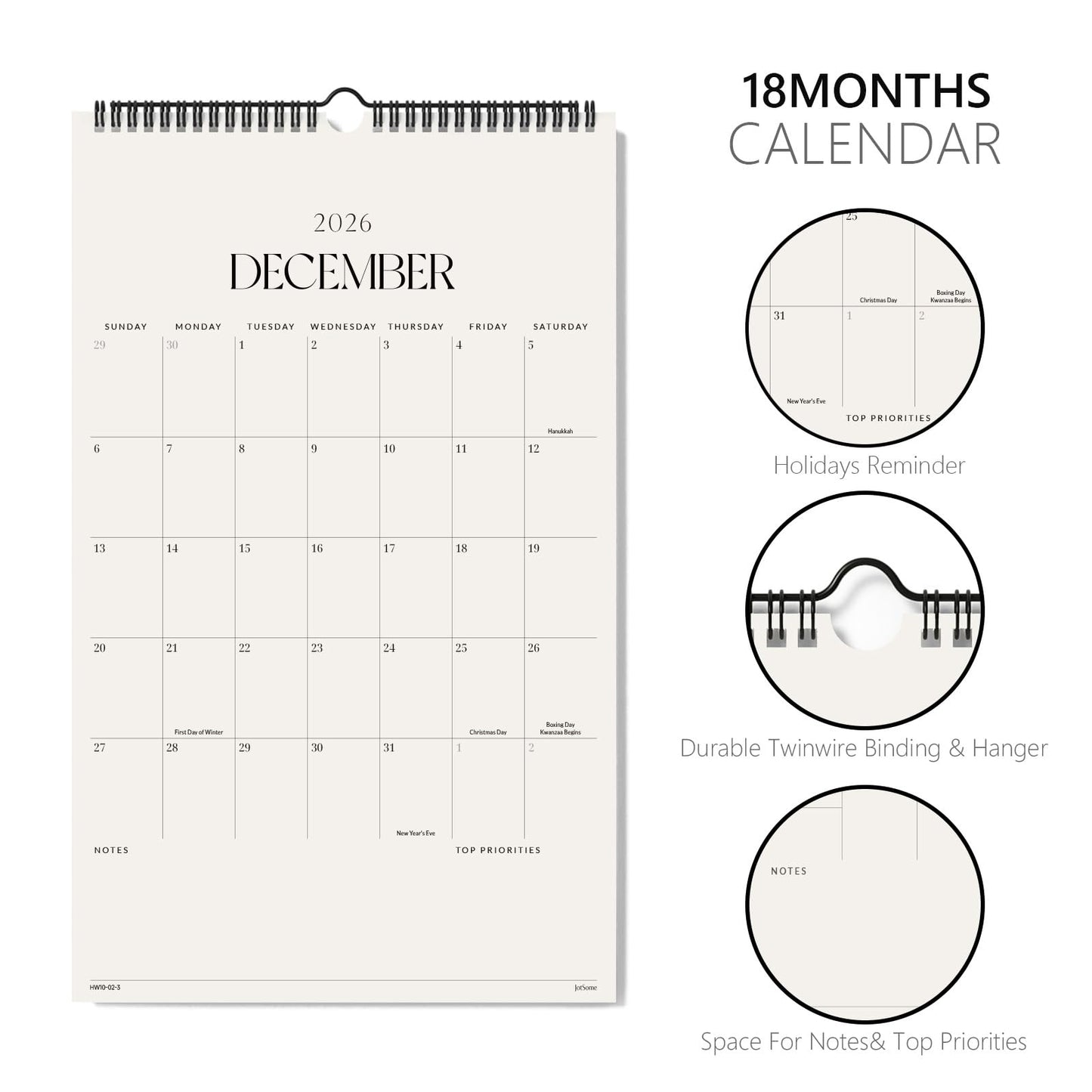 Jotsome Wall Calendar 2026-2027, Large Monthly Wall Calendar From Now to June 2027 11x17 inch for Home and Office, Easy Planning, Gift for the Holidays
