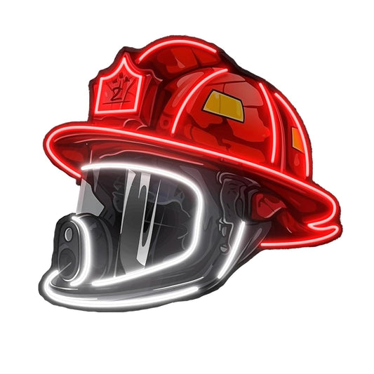 Firefighting Helmet Neon Sign,USB Powered Neon Light,Hero Decor Neon Light USB Powered LED Dimmable,for Hero Wall Decor Man Cave Firefighting Sign Wall Decor art, Firefighting Gift