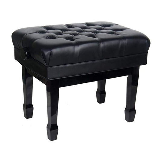 Leather Piano Bench Luxury Stool Solid Wood with Large Storage Box Adjustable Height Comfortable and Ergonomic zwart (zwart One Size)