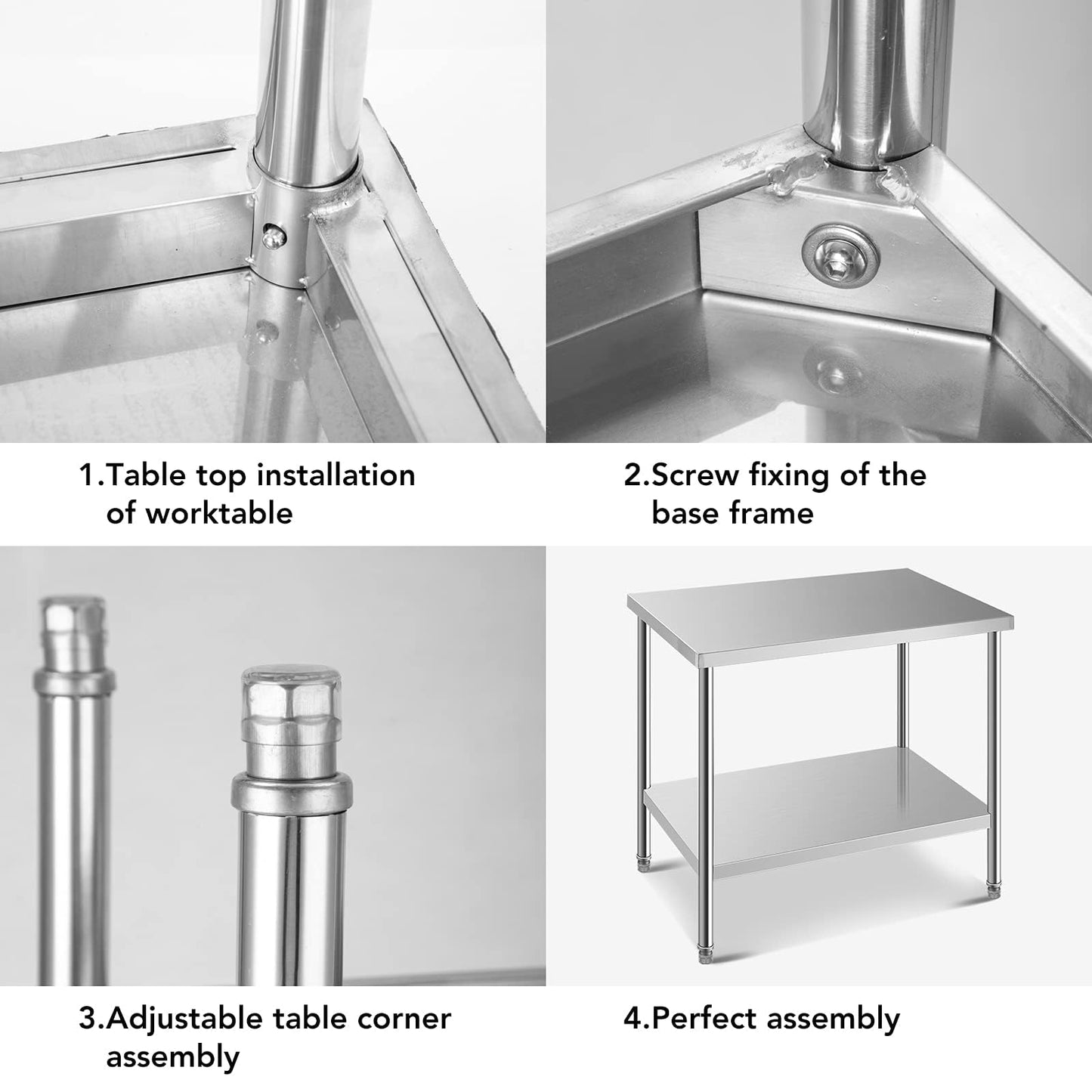 HXCFYP NSF Stainless Steel Table for Prep & Work 36 x 24 Inches,Commercial Heavy Duty Food Prep Worktable with Undershelf for Restaurant, Home and Hotel
