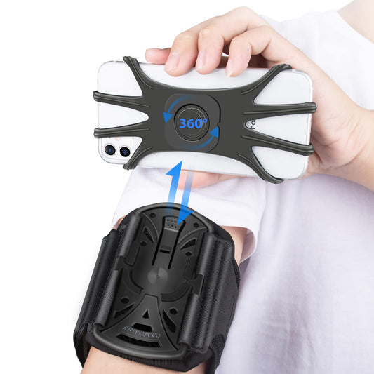 HLOMOM Running Phone Holder Armband for Phone, Detachable & 360°Rotated Sports Armband with Key Pocket for iPhone 17/16/15/14/13 Pro/12 Pro/XS/XR/8/7/6s Plus, for Samsung Galaxy 4''-6.5'' Cellphone