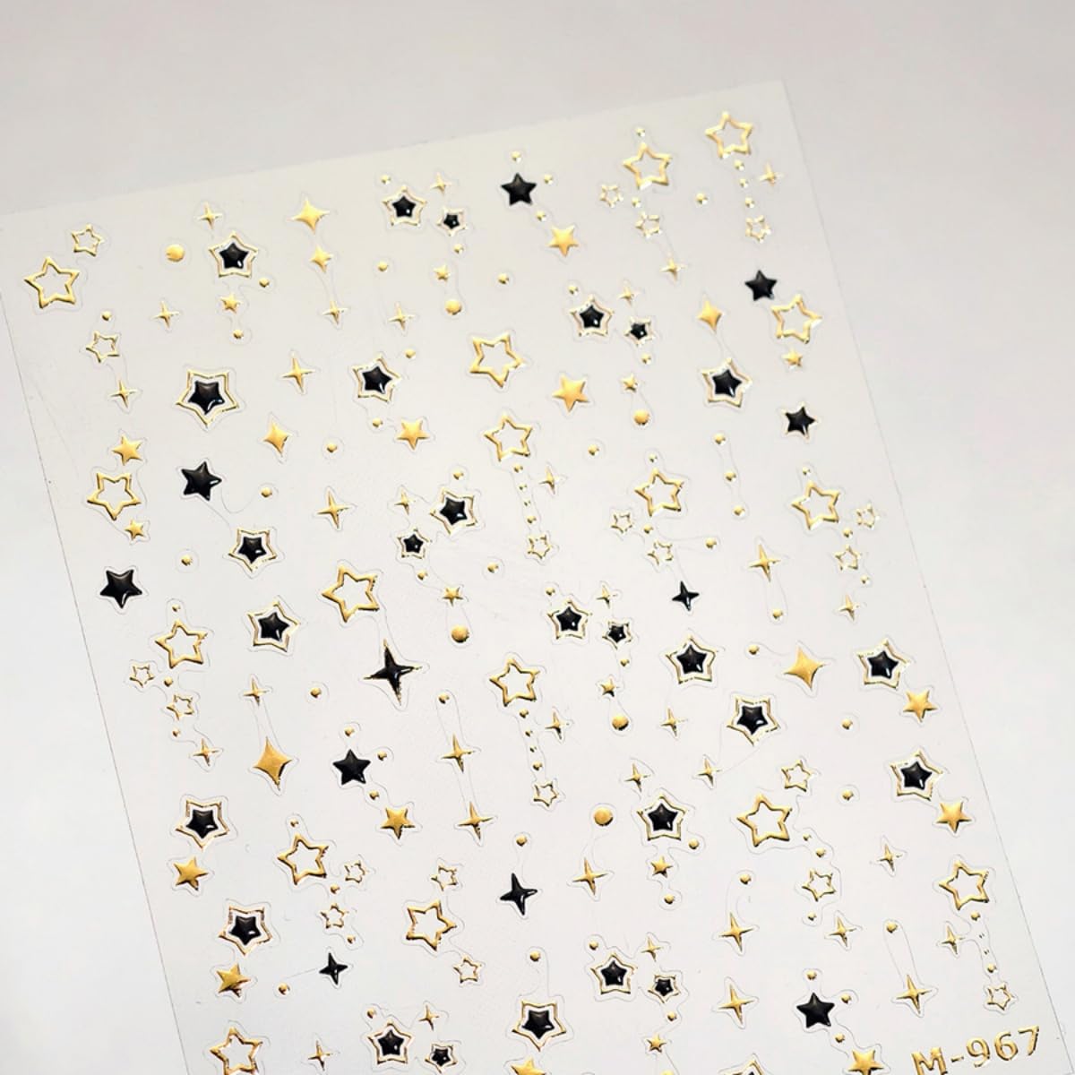 Gold Star Nail Art Sticker 5D Embossed Gold Black Star Design Nail Art Sticker Self Adhesive Nail Decals Supplies Accessories for Women Manicure DIY Decoration