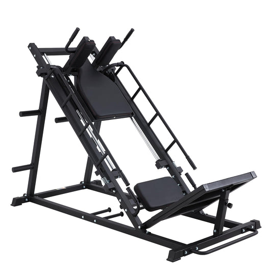 83" D x 43" W 45-Degree Ultimate Leg Press & Hack Squat Machine, Liner Bearing, Adjustable Angles, Band Pegs & Safety Locks – Lower Body Strength Training Equipment for Home & Garage Gym