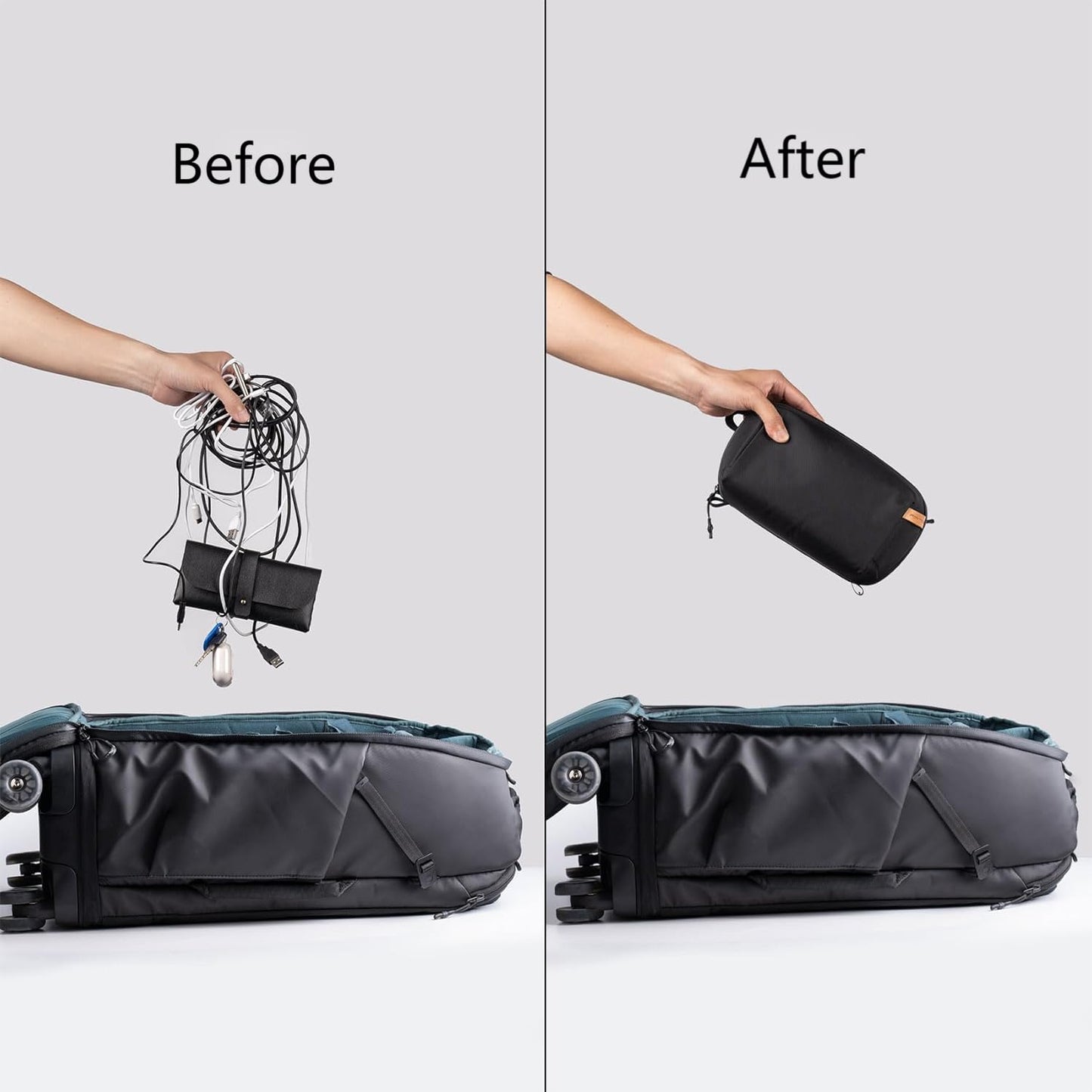 PGYTECH Mini Travel Tech Organizer, Waterproof Tech Bag, Electronics Accessories Organizer Carrying Case, Cable Organizer Bag for Cables, Cord, Phone Batteries, Charger,Photography SD Card, Black