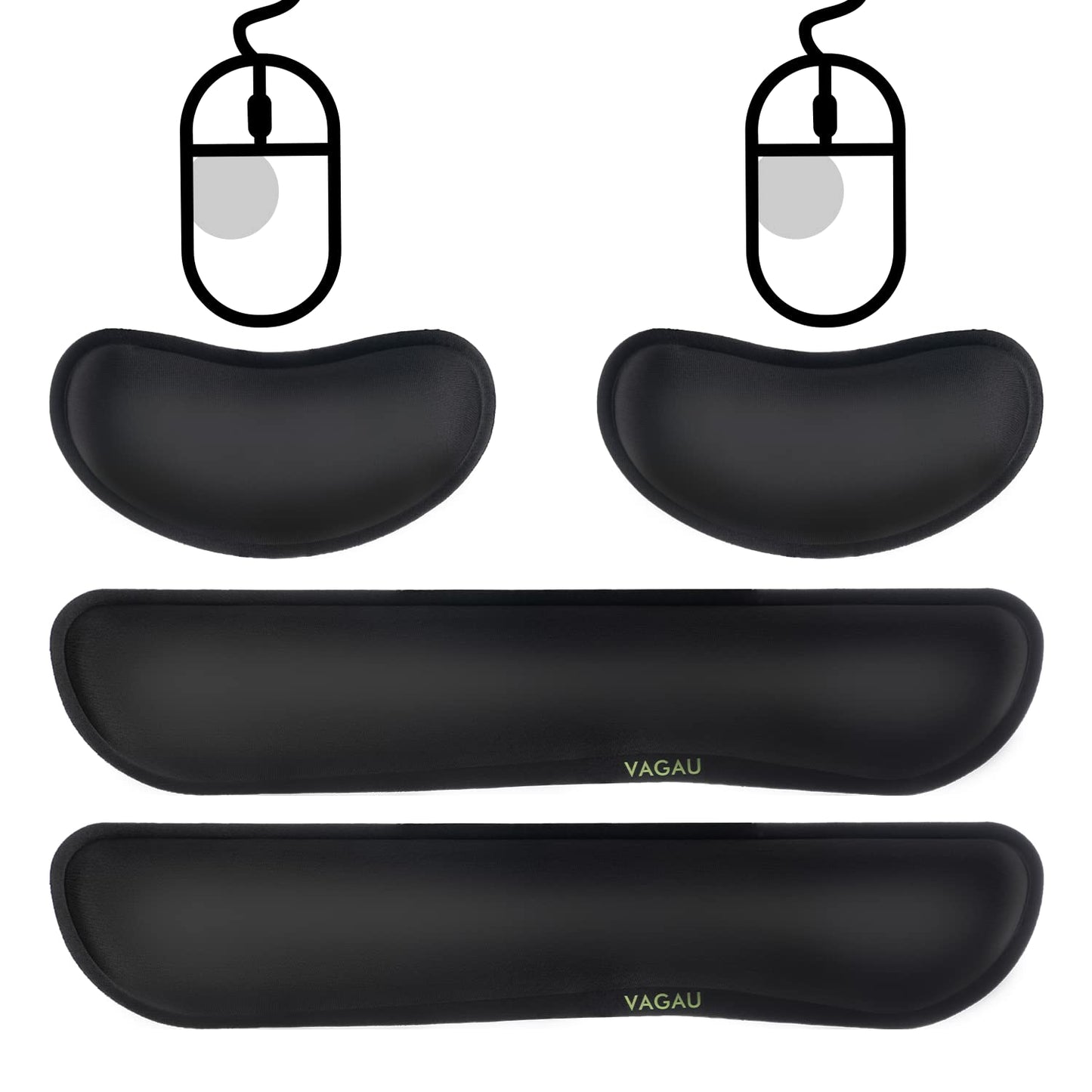 VAGAU Premium Keyboard Wrist Rest and Mouse Pad Wrist Support, Ergonomic Memory Foam Set for Office, Laptop, Mac, Computer and Gaming, Comfortable Typing &Wrist Pain Relief (2 Pack)