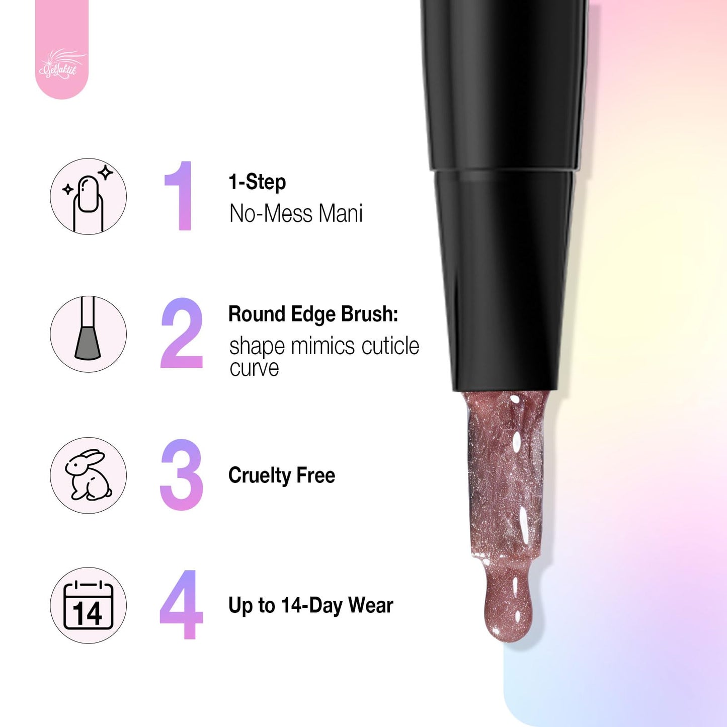 7-in-1 Cat Eye Gel Nail Polish Pen 2pcs, One Step Magnetic Gel Polish with Magnet, No Base/Top Coat Needed, Light Purple & Deep Purple Glassy Jelly Magnetic Gel Soak Off UV LED Nail Art DIY Home Salon