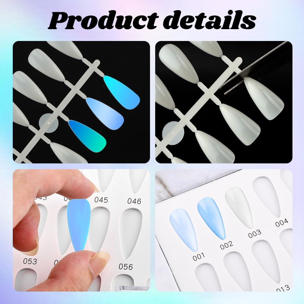 Yonderfume 160 Nail Color Book Nail Swatches Book with 240 NailTips and Number Sticker Labels, Professional Nails Color Swatches Plastic Nails Sample Display