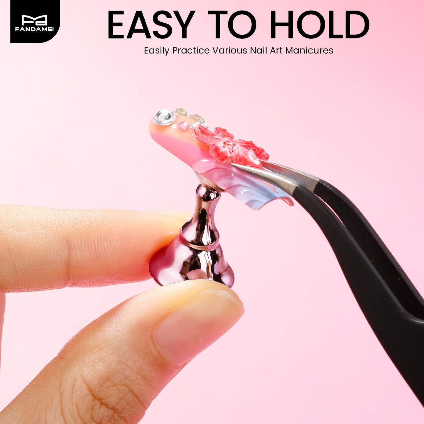 Fandamei Nail Stand, 2 Set Nail Holder for Painting Nails, Nail Stands for Press on, Press on Nail Stand for Practice, Magnetic Acrylic Nail Display Holders for Nail Art with Double-sided Tape
